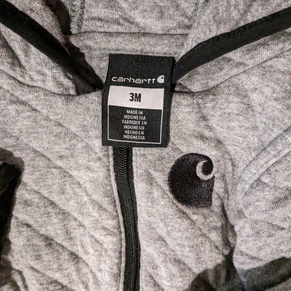 Carhartt hooded full zip baby pleated sweatshirt size 3month, gray